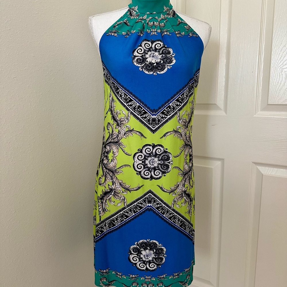 Laundry by Design Blue and Green Sheath Mini Dress